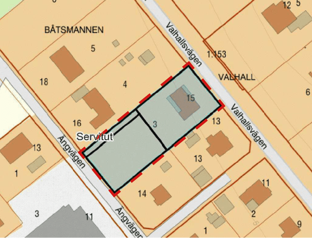 Bild visar förslag på hur avstyckning kan ske. 