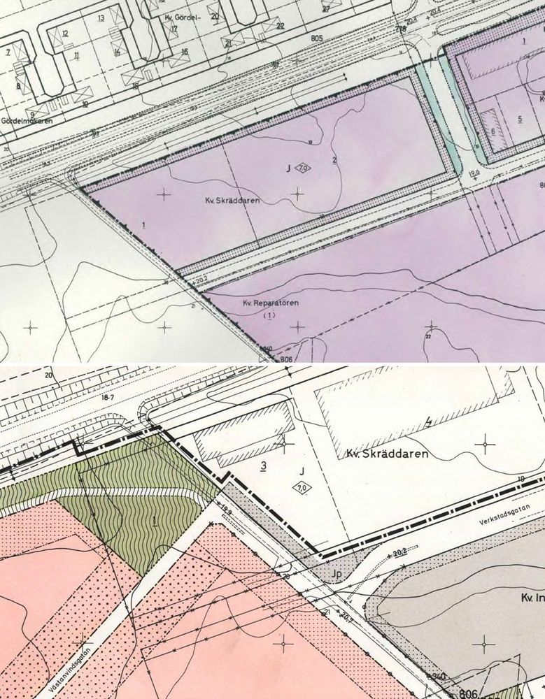 Utdrag ur B 176 (uppe) och B 215 (nere).