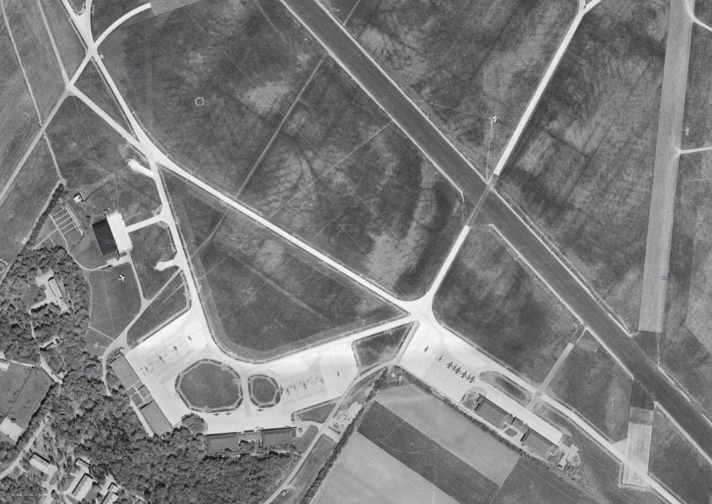Satellitbild från över delar av planområdet från 1960