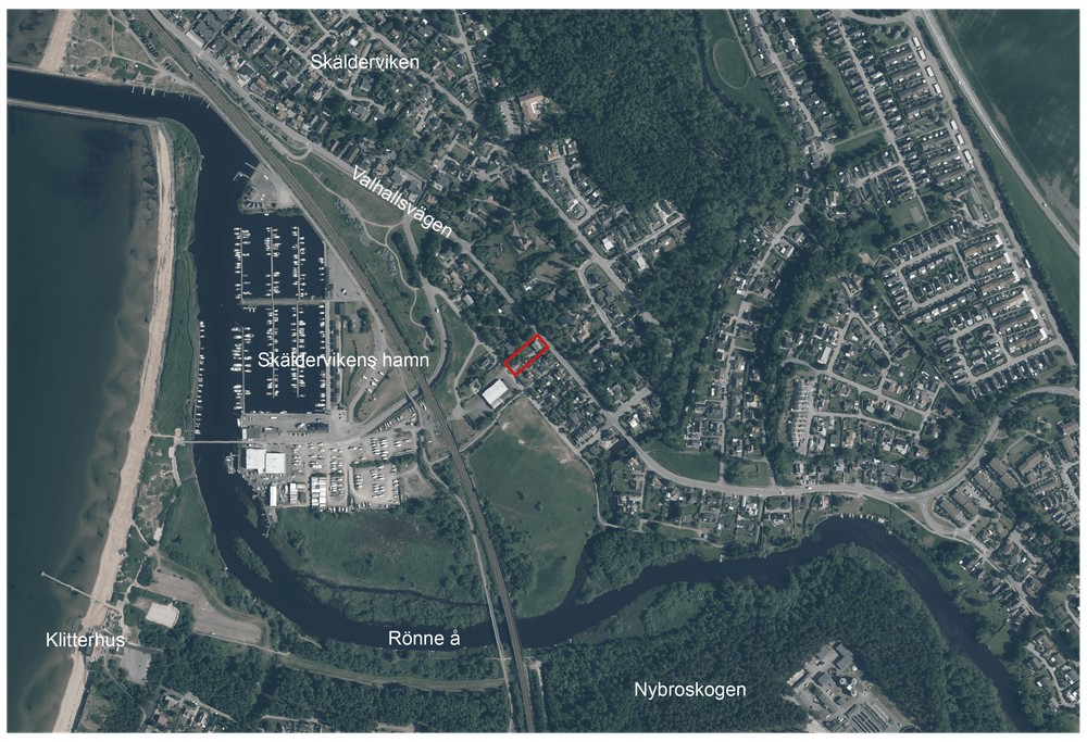 Karta visar planområdets läge i Ängelholm. 